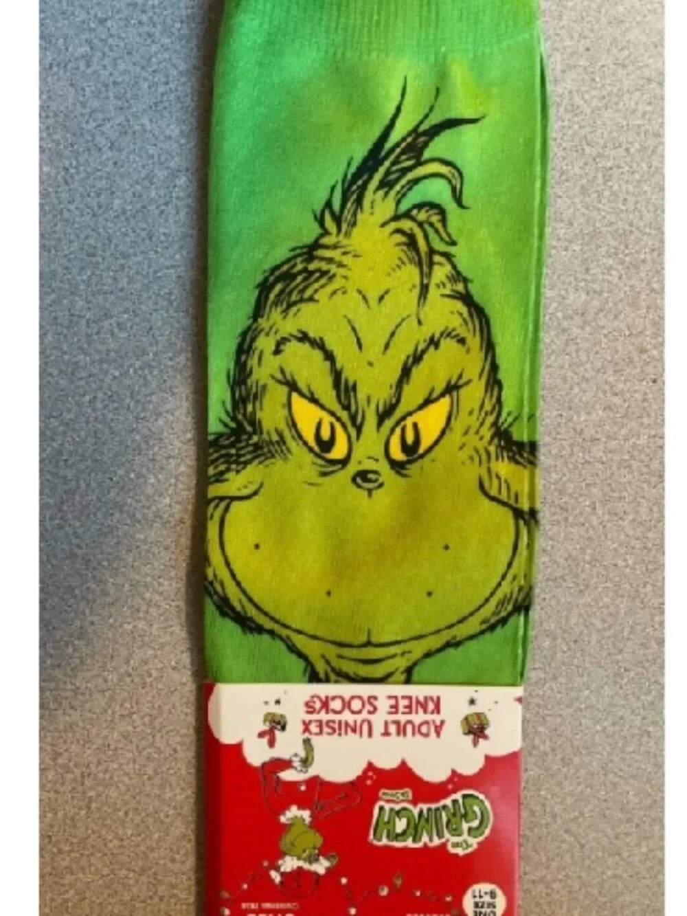 Grinch Knee Socks Dr. Seuss Unisex Christmas 2024 Holiday Size 9-11